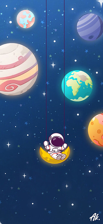 Astronaut_on_swing, trending, astronaut, blue, trend, night, abstract, andriod, , space HD phone wallpaper