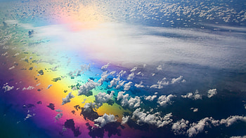 ocean rainbow, clouds, nature, rainbow, ocean HD wallpaper