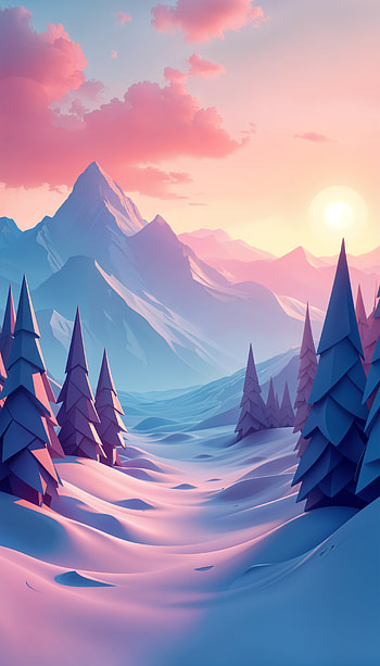 **Serene Winter Landscape **, winter, mountain, tree, snow, Snowy Mountain HD phone wallpaper