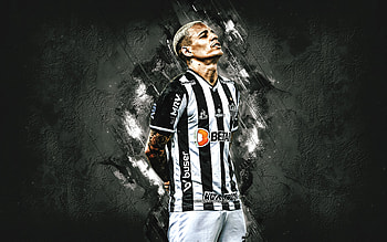 Guilherme Arana, Atletico Mineiro, Brazilian soccer player, portrait, white stone background, Serie A, Brazil HD wallpaper