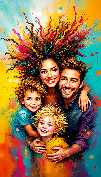 Happy Family: Vibrant for Your , portrait, child, colorful HD phone wallpaper