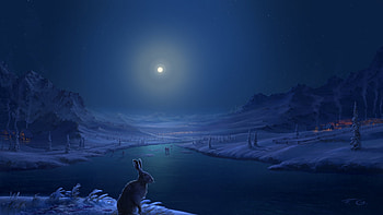 Winter Night, sky, Winter, moon, Night HD wallpaper