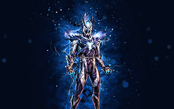 Spire Immortal, , blue neon lights, Fortnite Battle Royale, Fortnite characters, Spire Immortal Skin, Fortnite, Spire Immortal Fortnite HD wallpaper