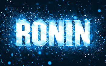 Happy Birtay Ronin, , blue neon lights, Ronin name, creative, Ronin Happy Birtay, Ronin Birtay, popular american male names, with Ronin name, Ronin HD wallpaper