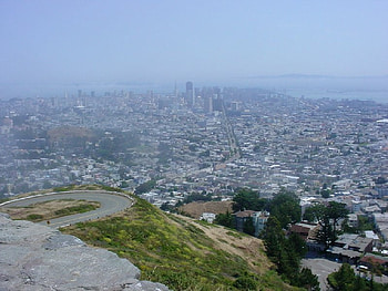 San Francisco from Twin Peaks, twin peaks, fog, san francisco, city HD wallpaper