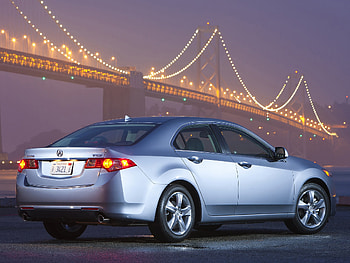 Auto, Acura, Cars, Lights, Bridge, Side View, Style, Akura, Blue Metallic, 2010, Tsx, Wet Asphalt HD wallpaper