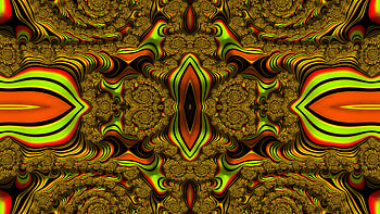 Trippy Psychedelic Fractal, trippy, psychedelic, aesthetic, orange (Color), Abstract, fractal HD wallpaper