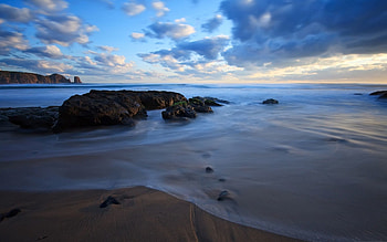 Nature, Stones, Shore, Bank, Evening, Shroud, Wave HD wallpaper