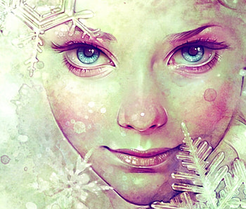 Elsa, winter, white, frozen, blue eyes, art, disney, girl, snow queen, efantasy, escume, pink, snowflake, fanart, fantasy, face HD wallpaper