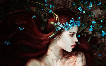 Beauty, model, flowers, woman HD wallpaper