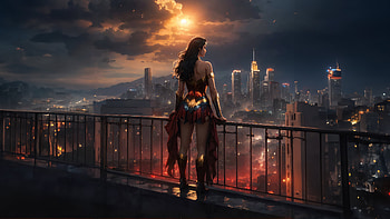 Wonder Woman Watchful Eye Over The City, wonder-woman, superheroes, artwork, artist, digital-art, art, deviantart HD wallpaper