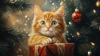 Adorable Christmas Cat - Ultra, christmas cat, cat, kitten, Christmas, holiday HD wallpaper