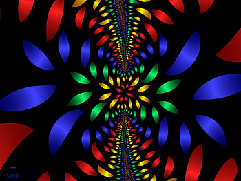 Fractal 1, black, green, abstrac, bright, red, 3D and CG, blue, fractals, background, MBF HD wallpaper