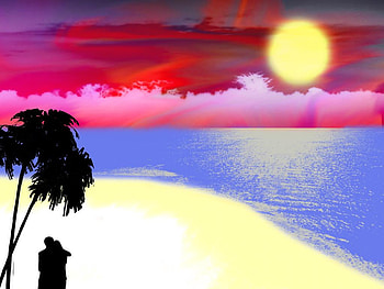 Couple and beach, couple, abstract, beach HD wallpaper
