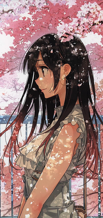 cherry blossom, brown hair, Chizuru Ichinose, Kanojo Okarishimasu, Anime, Rent-A-Girlfriend HD phone wallpaper
