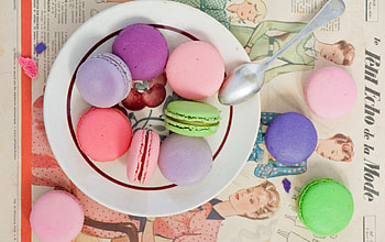 Macarons, sweet, food, plate HD wallpaper
