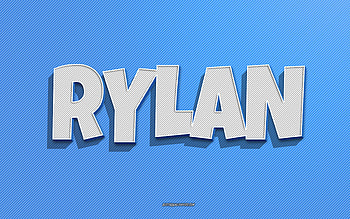 Rylan, blue lines background, with names, Rylan name, male names, Rylan greeting card, line art, with Rylan name HD wallpaper