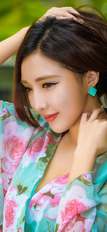 brown eyes, brunette, model, woman, asian HD phone wallpaper