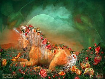 unicorn flowers, unicorn, colorful, flowers, fantasy HD wallpaper