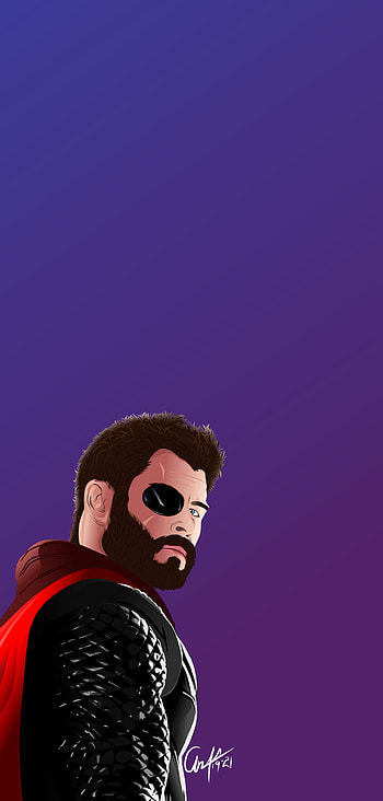 Thor, art, ragnarok, hammer, comics, electric, draw, portrait, Marvel, sony, loki, blue, purple HD phone wallpaper
