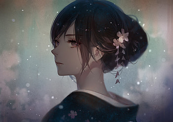 Anime Girl, face, girl, hair, anime, kimono HD wallpaper