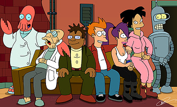 Futurama animation, Humorous adventures, Futuristic cityscape, Popular cartoon HD wallpaper
