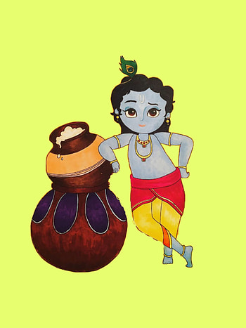Krishna ji, art, cartoon HD phone wallpaper
