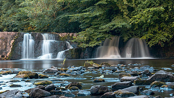 Linn Park, Scotland, trees, cascades, river, stones HD wallpaper