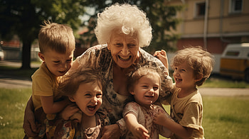 AI-Generated Grandmother and Grandchildren Joyful Moments, woman, Grandmother HD wallpaper