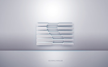 Saleen 3d white logo, gray background, Saleen logo, creative 3d art, Saleen, 3d emblem HD wallpaper