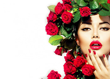Beauty, white, model, girl, anna subbotina, woman, rose, flower, green, red, face, lips HD wallpaper