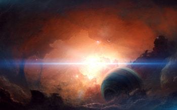 Nebula, stars, fantasy, sun HD wallpaper