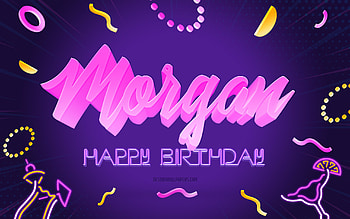 Happy Birtay Morgan, , Purple Party Background, Morgan, creative art, Happy Miles birtay, Morgan name, Morgan Birtay, Birtay Party Background HD wallpaper