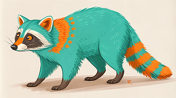 Vibrant Raccoon: A Ultra Delight, raccoon, illustration, colorful, cartoon HD wallpaper