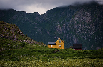 Nature, Grass, Mountains, Clouds, Privacy, Seclusion, Small House, Lodge HD wallpaper