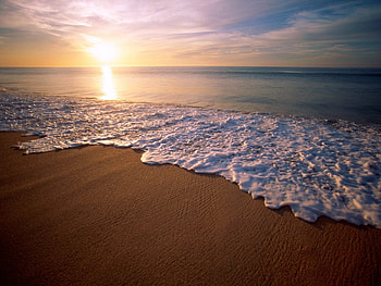 Landscape, Sunset, Sea, Beach HD wallpaper