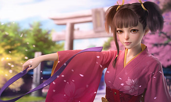 Cute girl, kimono, asian, fantasy, cute, girl, luminos HD wallpaper