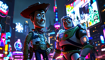 Toy Story Ultra - Woody & Buzz in Neon City, Toy Story, woody, Buzz Lightyear HD wallpaper