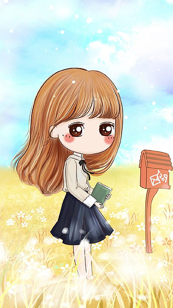 Cute Cartoon Girl, Lovely, Adorable HD phone wallpaper