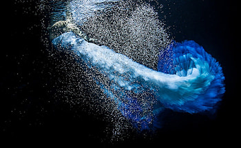 Mermaid, blue, feathers, graphy, art, girl, beautiful, woman, fashion, underwater, female HD wallpaper