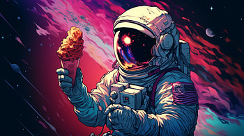 One small lick for man, one giant scoop for mankind., AI Art, food, ice cream HD wallpaper
