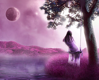 My Memories, My World, fantasy, magical, dreamland, girl, tree, memories HD wallpaper