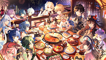 Aether Baizhu Beidou Chongyun Ganyu Guoba Genshin Impact HD wallpaper