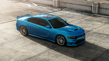 Blue Dodge Charger Hellcat HD wallpaper