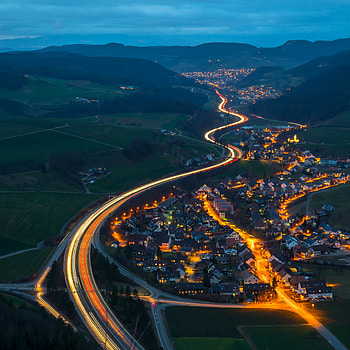 Cities, Roads, Mountains, Night, View From Above, Village, Switzerland HD phone wallpaper