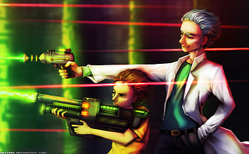 Another Casual Gunfight Rick And Morty Fanart, rick, rick-and-morty, cartoons, tv-shows, animated-tv-series, artist, artwork, deviantart HD wallpaper