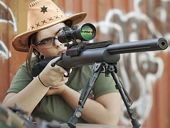 Cowgirl Sniper, military, fun, rifles, guns, scopes, beautiful, famous, cowgirls, NRA, snipers, women, female HD wallpaper