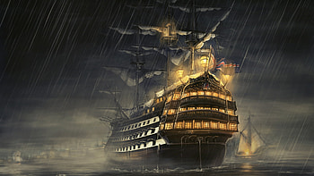 Ship, Fantasy HD wallpaper