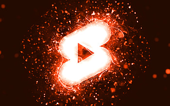 Youtube shorts orange logo, , orange neon lights, creative, orange abstract background, Youtube shorts logo, social network, Youtube shorts HD wallpaper