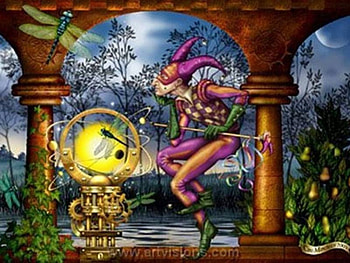 Mischevious Elf, night, dragonfly, elf, lamp HD wallpaper